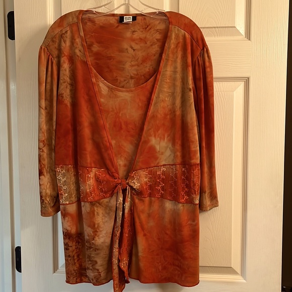 Vintage Studio 1940 boho style orange blouse size 18/20 - Picture 6 of 7
